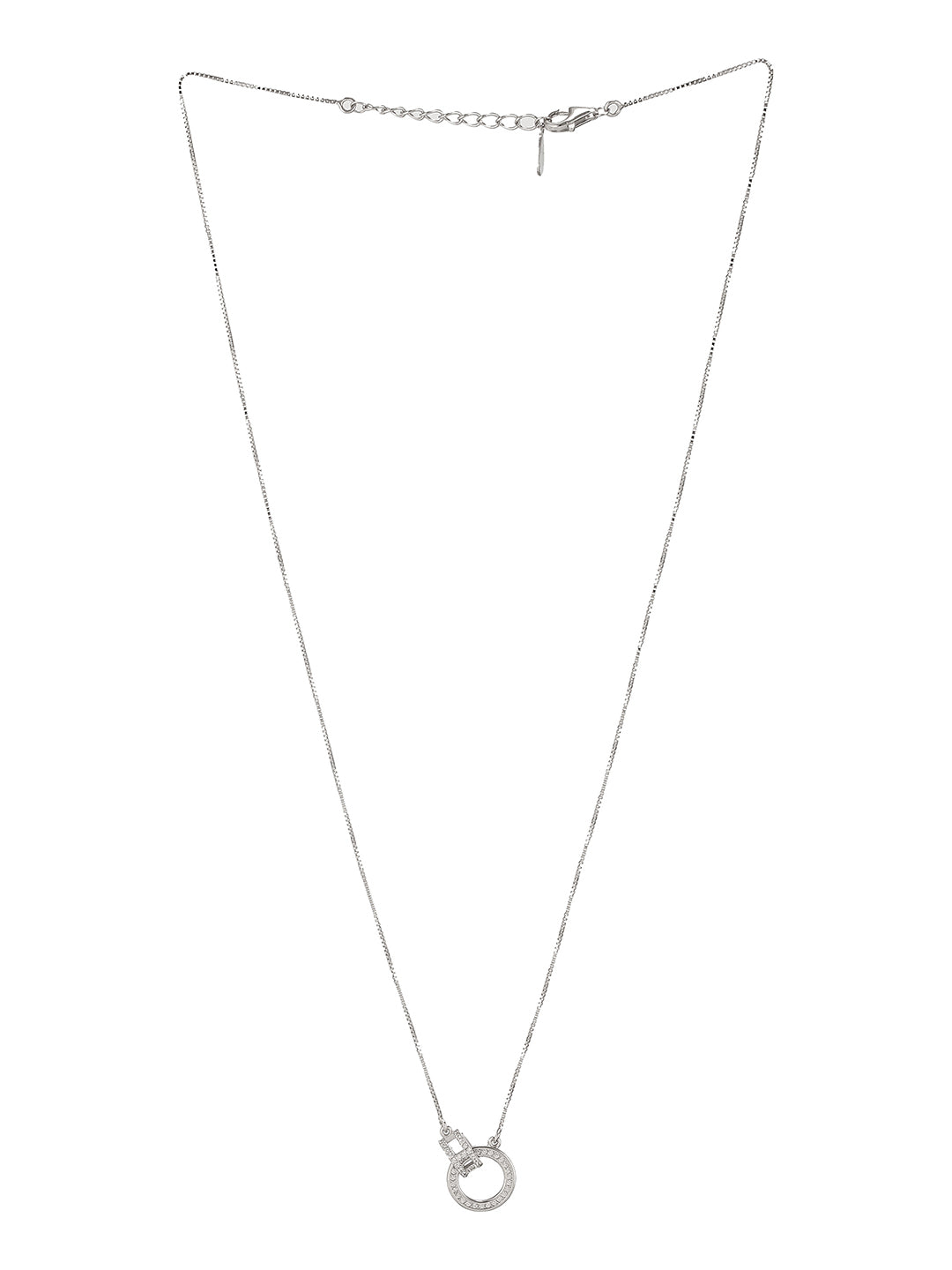 925 Sterling Silver Rhodium Zircon Studded  Hinged Forever Pendant For her Necklace & Chain