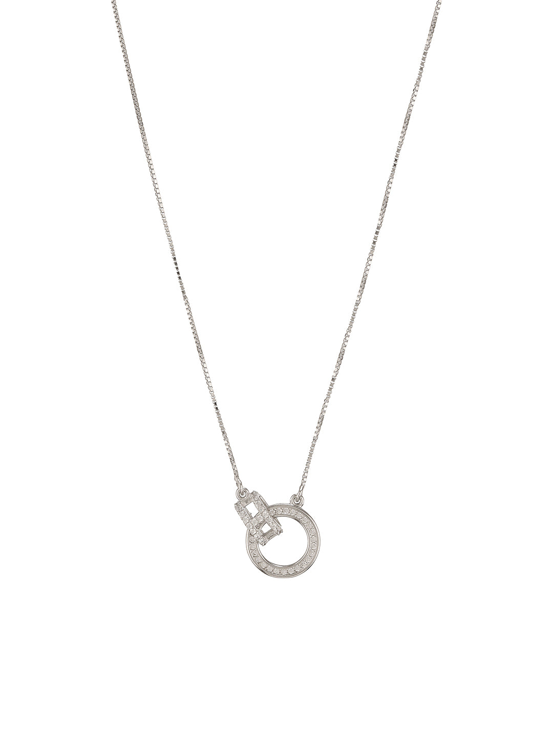 925 Sterling Silver Rhodium Zircon Studded  Hinged Forever Pendant For her Necklace & Chain