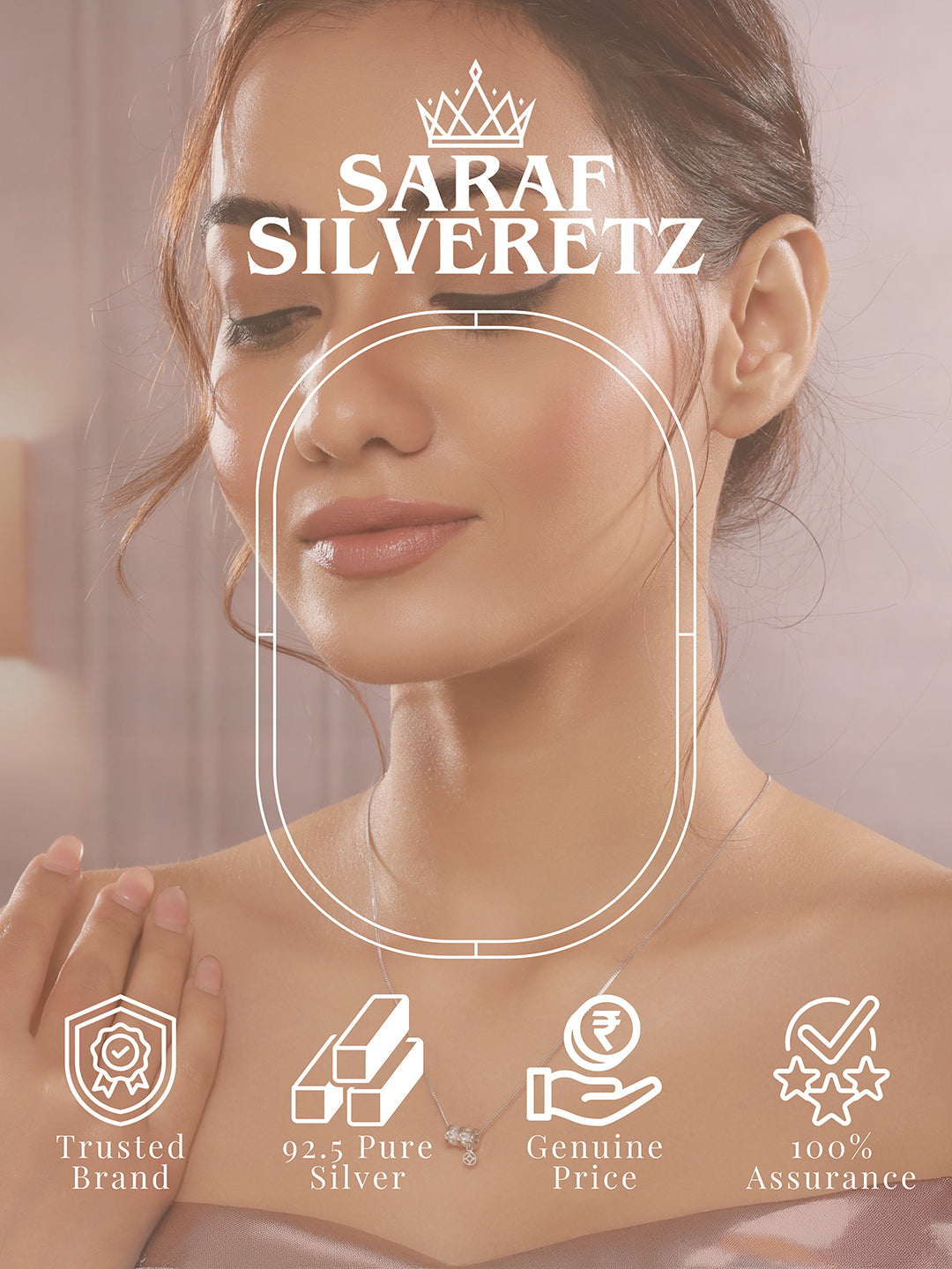 925 Sterling Silver Rhodium Plated Delicate Pendant Necklace & Chain