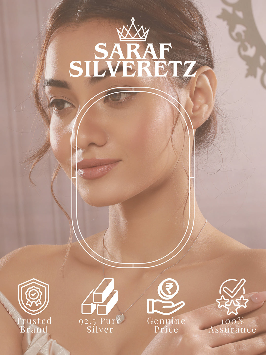 925 Sterling Silver Rhodium Plated Heart Enamelled & Zircon Studded Pendant Necklace & Chain