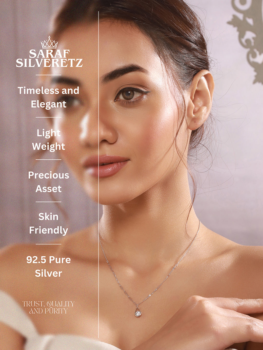 925 Sterling Silver Tear Drop Shaped Solitaire Zircon Pendant Necklace & Chain