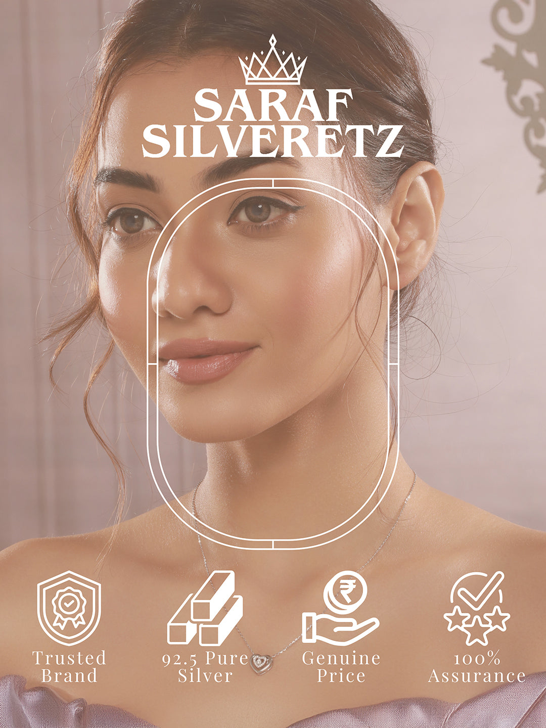 925 Sterling Silver Zircon Studded Heart Shaped Minimal Pendant Necklace & Chain