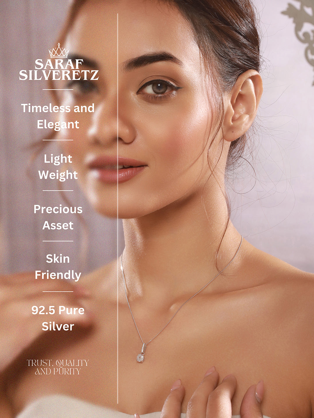 925 Sterling Silver Rhodium Plated Cubic Zirconia Solitaire Minimal pendant Necklace & Chain