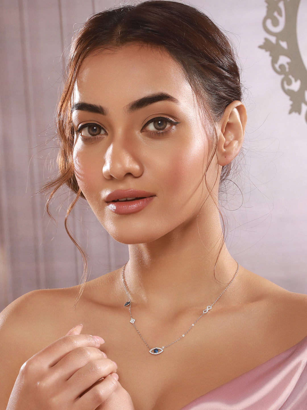 925 Sterling Silver Turkish Blue Evil Eye With heart Charms Statement Protection Pendant Necklace & Chain