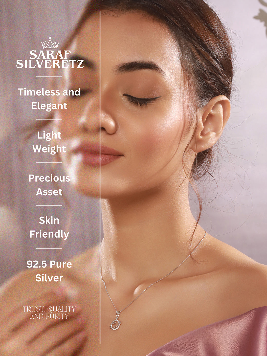 925 Sterling Silver CZ Studded Delicate Orbital Star Pendant necklace & Chain