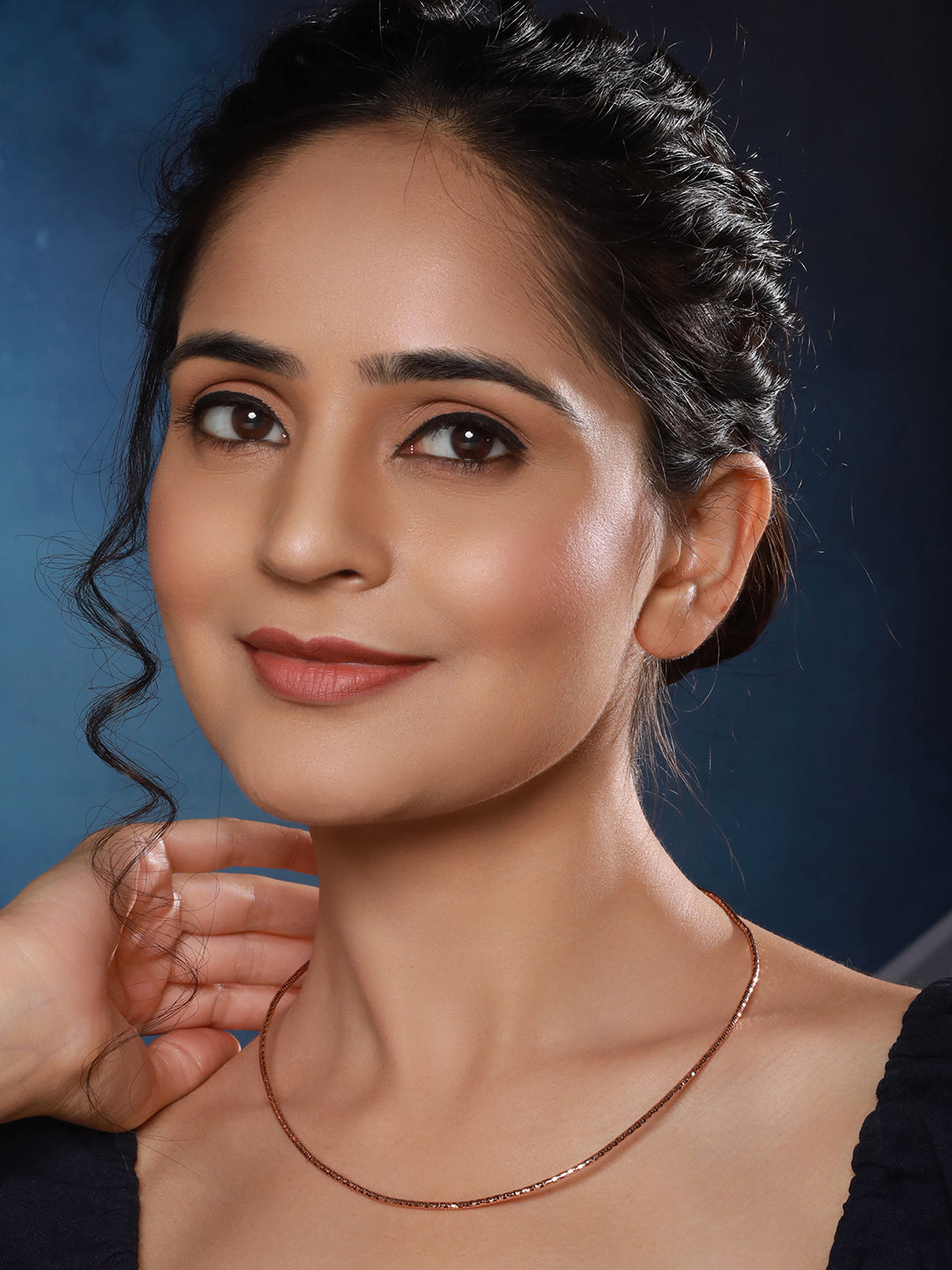 Anti-Tarnish Rose Gold Plated Minimal Snake Collar Chain &  Necklace