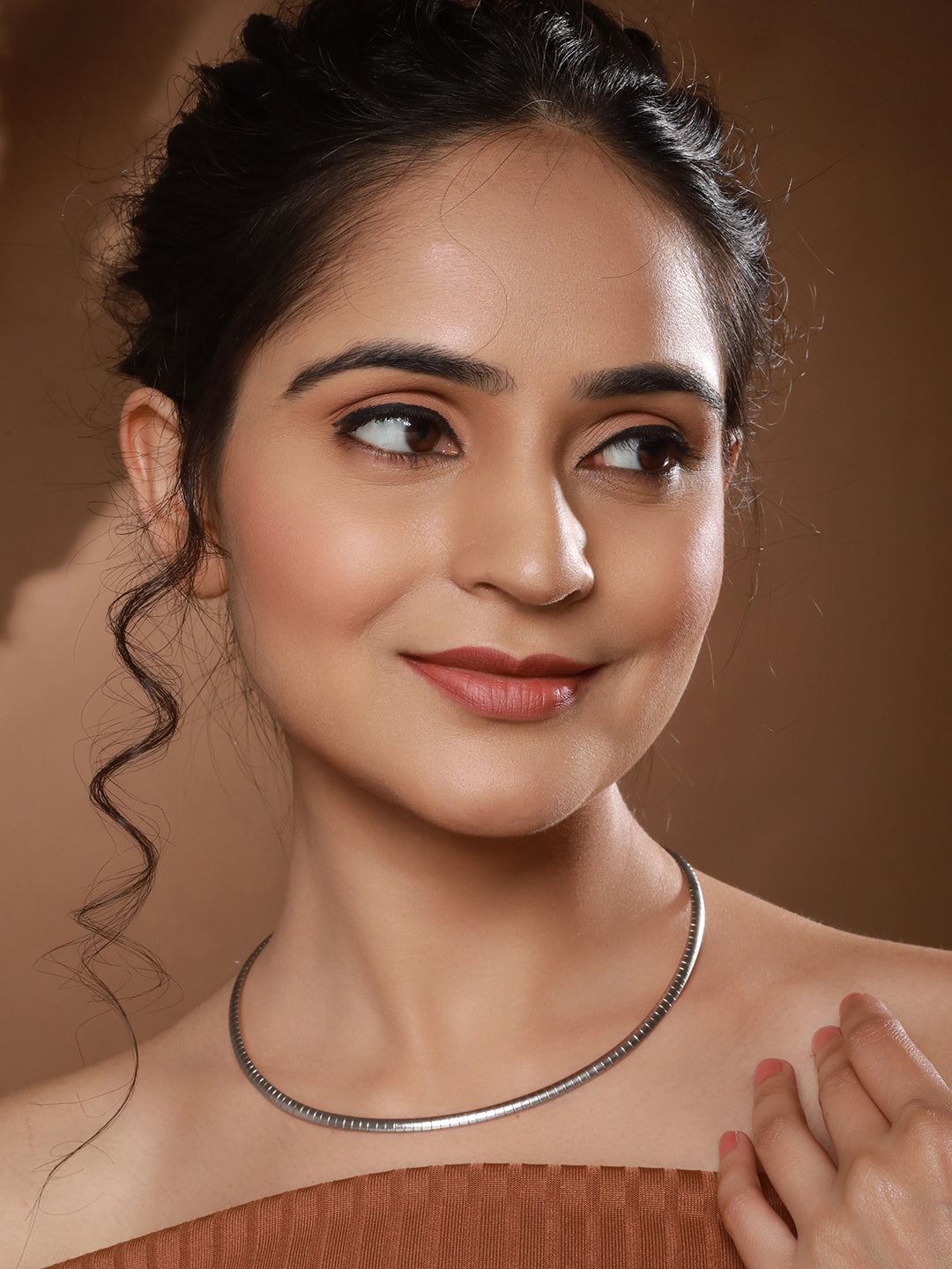 Anti-Tarnish Silver Plated Minimal Snake Collar Necklace & Chain