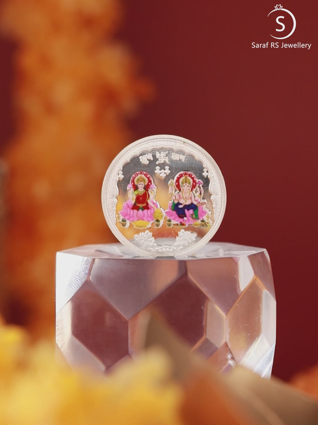 999 Silver  Maa Lakshmi &  Ganeshji  10 gram Colour Silver Coin