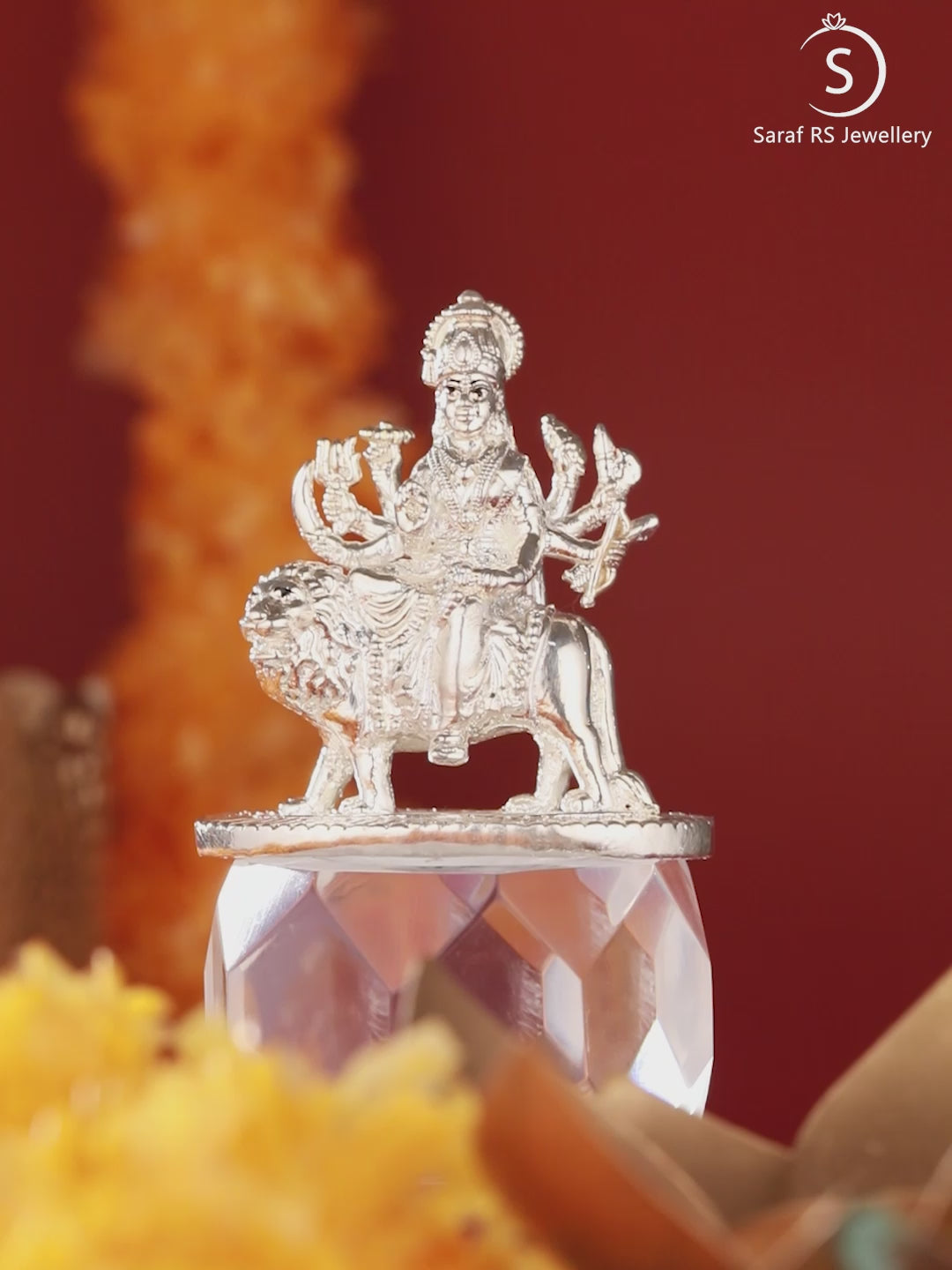 999 Pure  Silver Maa Durga Ambe Sherawali Silver Idol