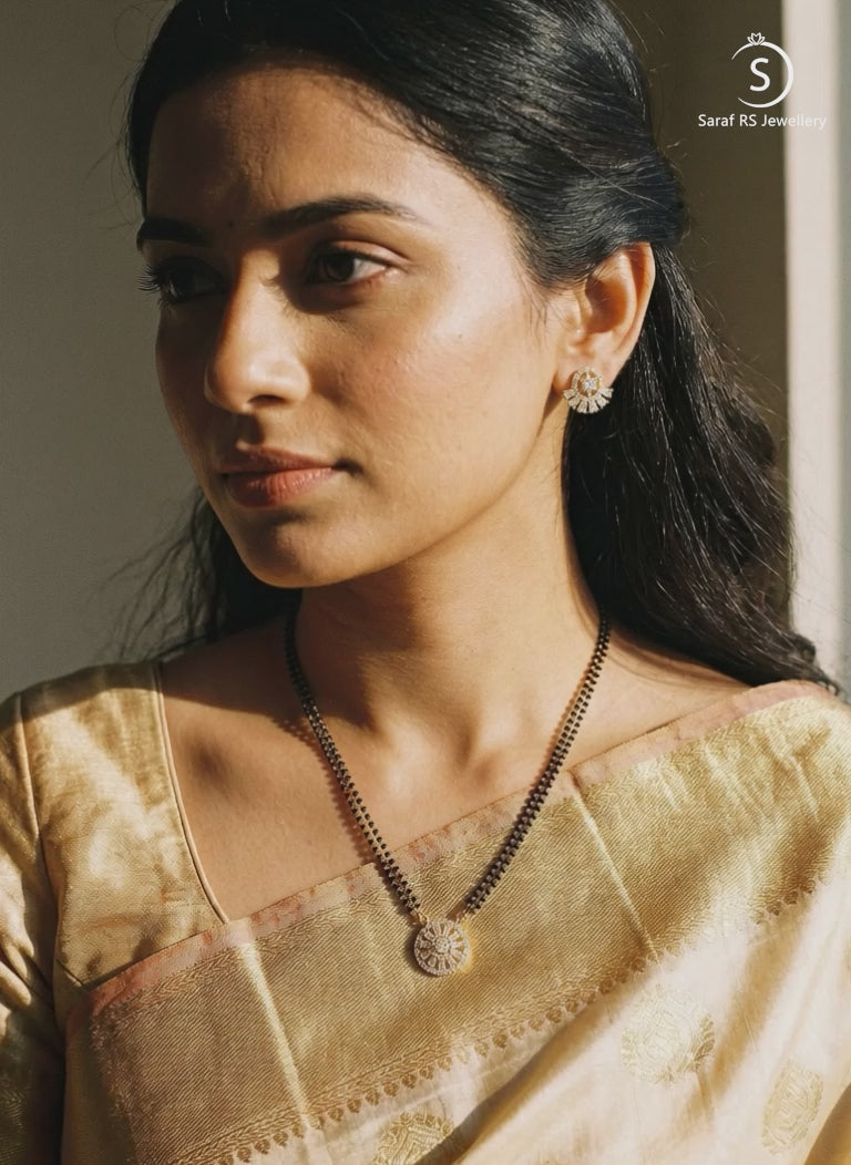 Gold Toned AD Zircon Studded Minimal Elegant Mangalsutra jewellery Set