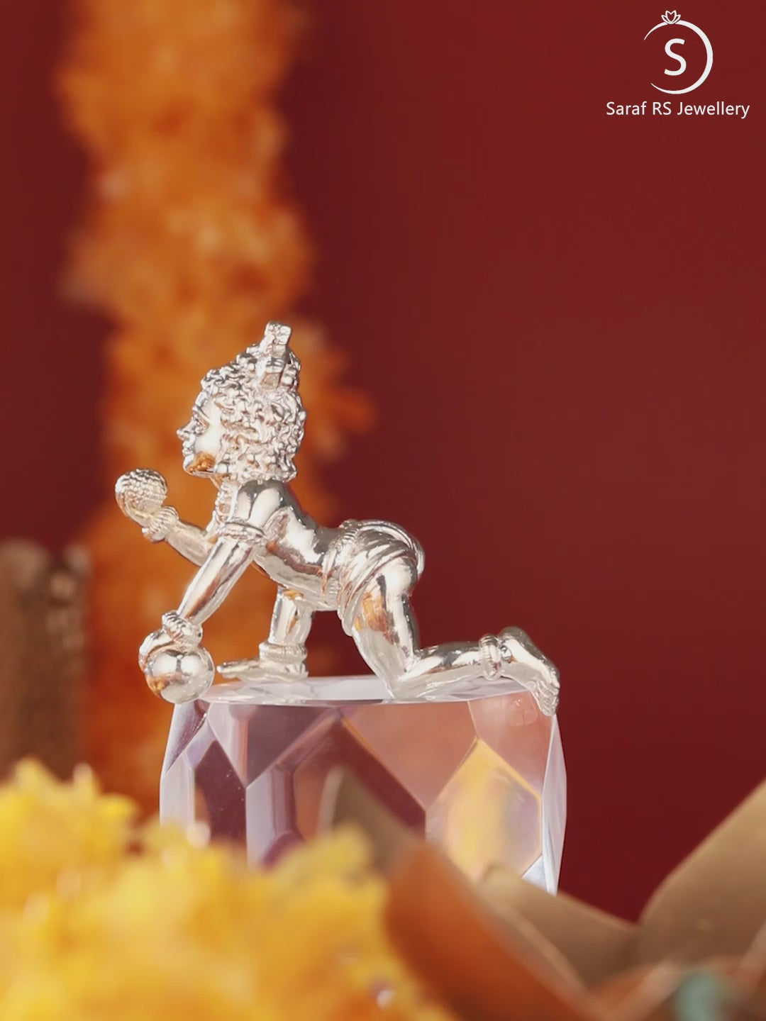 999 Pure Silver Lord Bal Krishna Laddu Gopal Silver Idol