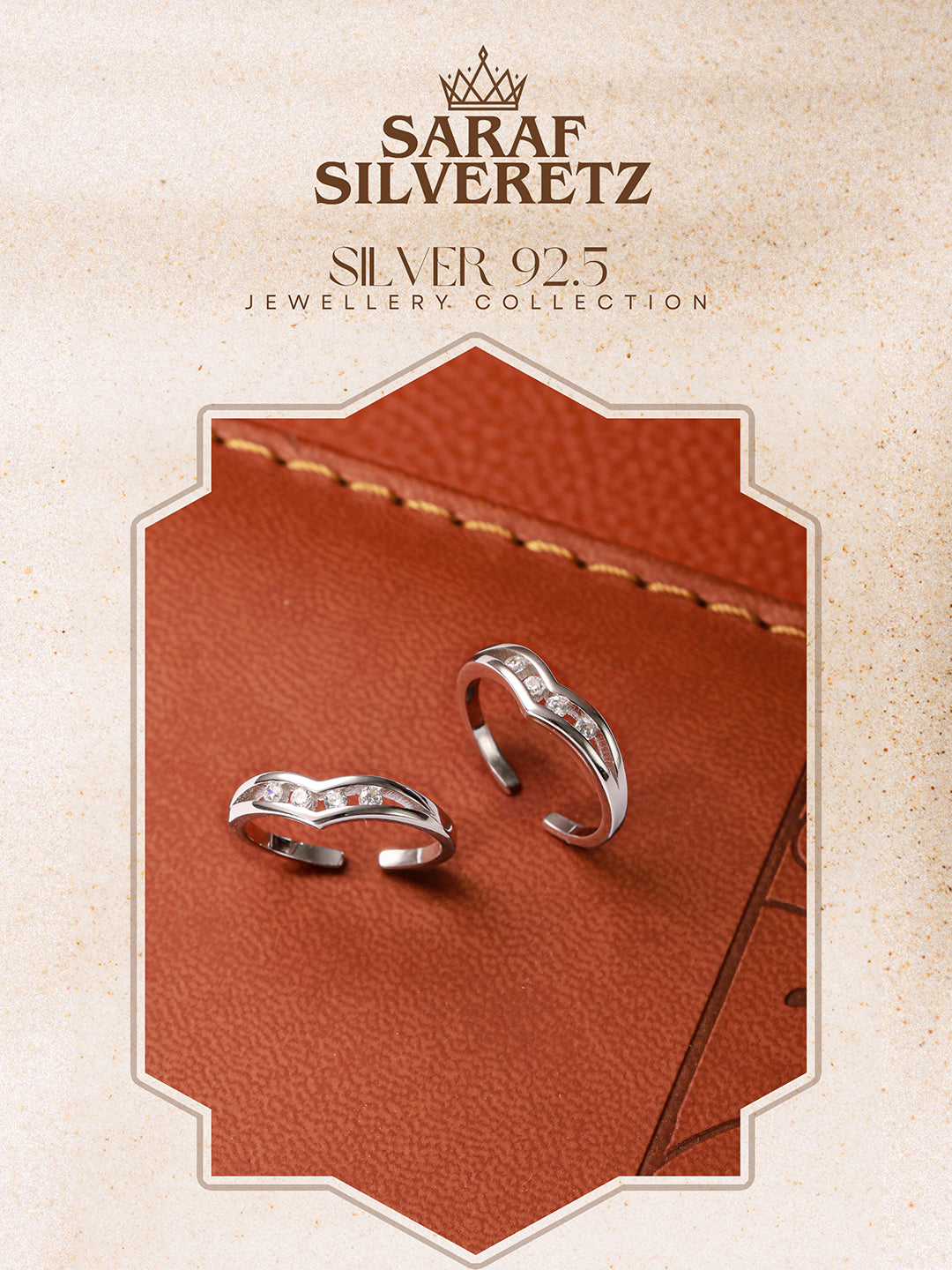 925 Sterling Silver AD Studded Minimal Band Toe Ring