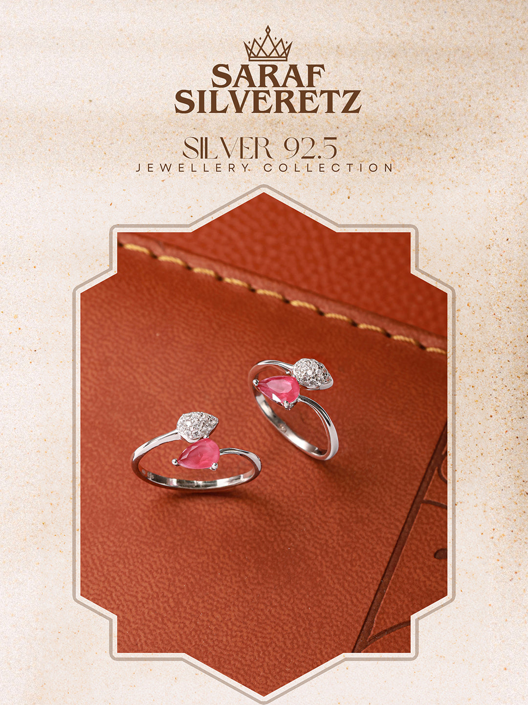 925 Sterling Silver Red CZ Studded Trendy Minimal Toe Ring