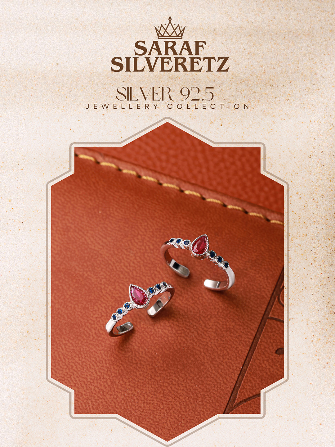 925 Sterling Silver Ruby Red Minimal Trendy Toe Ring