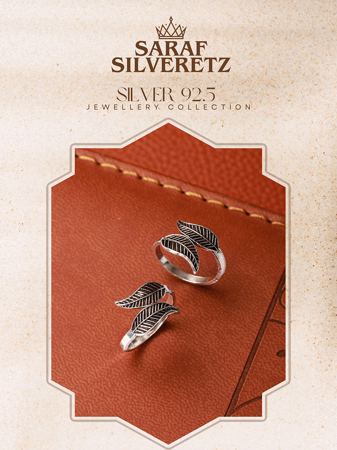 925 Sterling Silver Oxidised Leafy Minimal Toe Ring