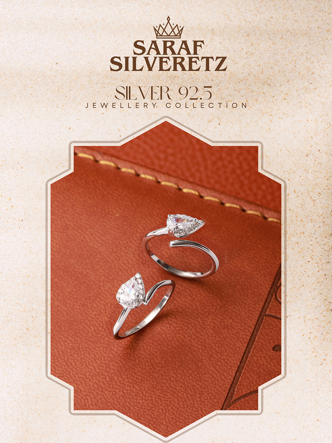 925 Sterling Silver  AD Studded Minimal Leafy Toe Ring