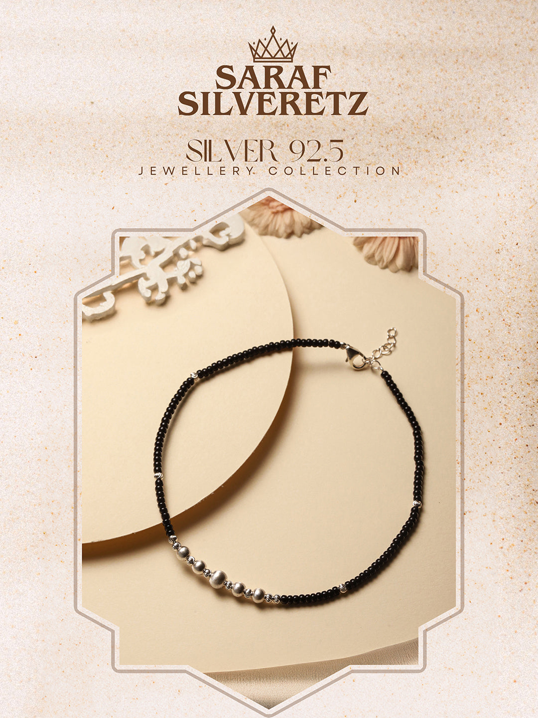 925 Sterling Silver Black Beads Balls  Charms Nazar  Payal Anklet