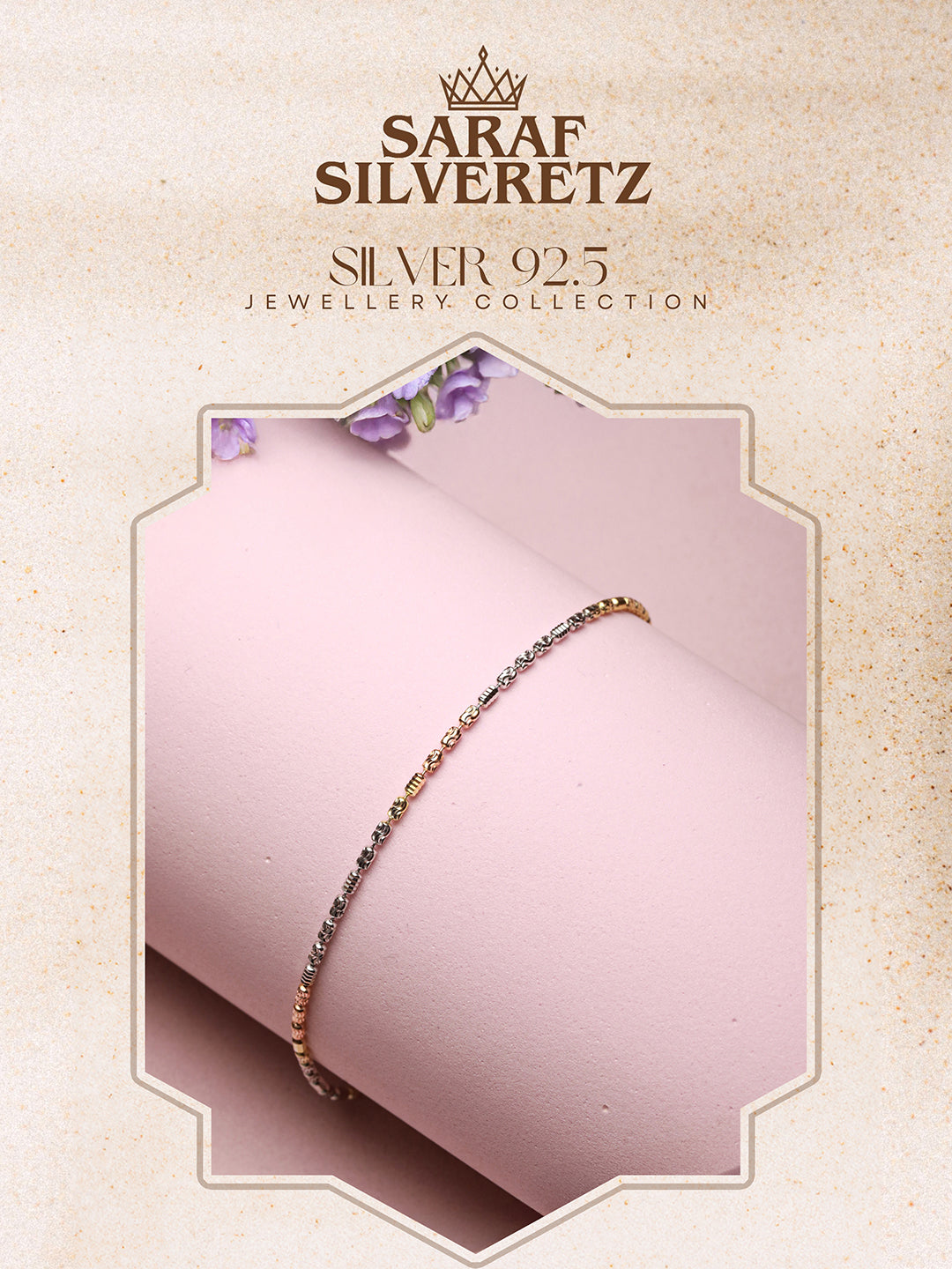 925 Sterling Silver Dual Toned Ball Chain Adjustable Bracelet