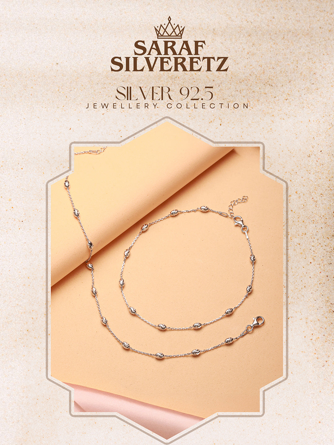 925 Sterling Silver Ball Chain Delicate Designer   Minimal Anklet Pair