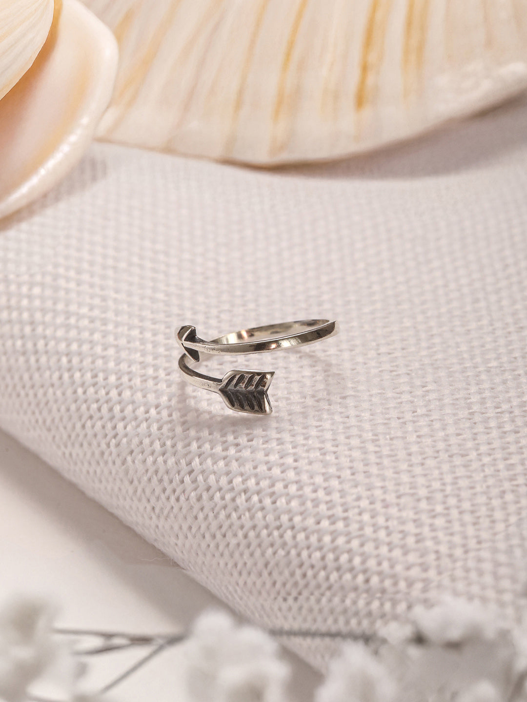 925 Sterling Silver Oxidised Dailywear Minimal Trendy Arrow  Adjustable Finger Ring