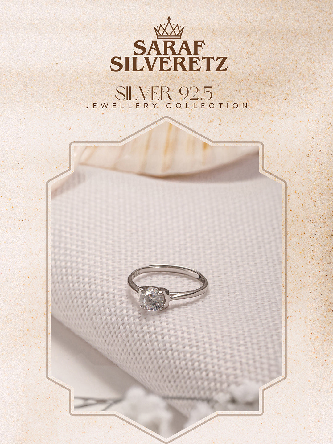 925 Sterling Silver AD Studded  Engagement Minimal Adjustable Finger Ring