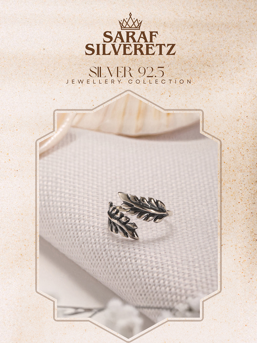 925 Sterling Silver Oxidised Dailywear minimal Leafy Adjustable Finger Ring