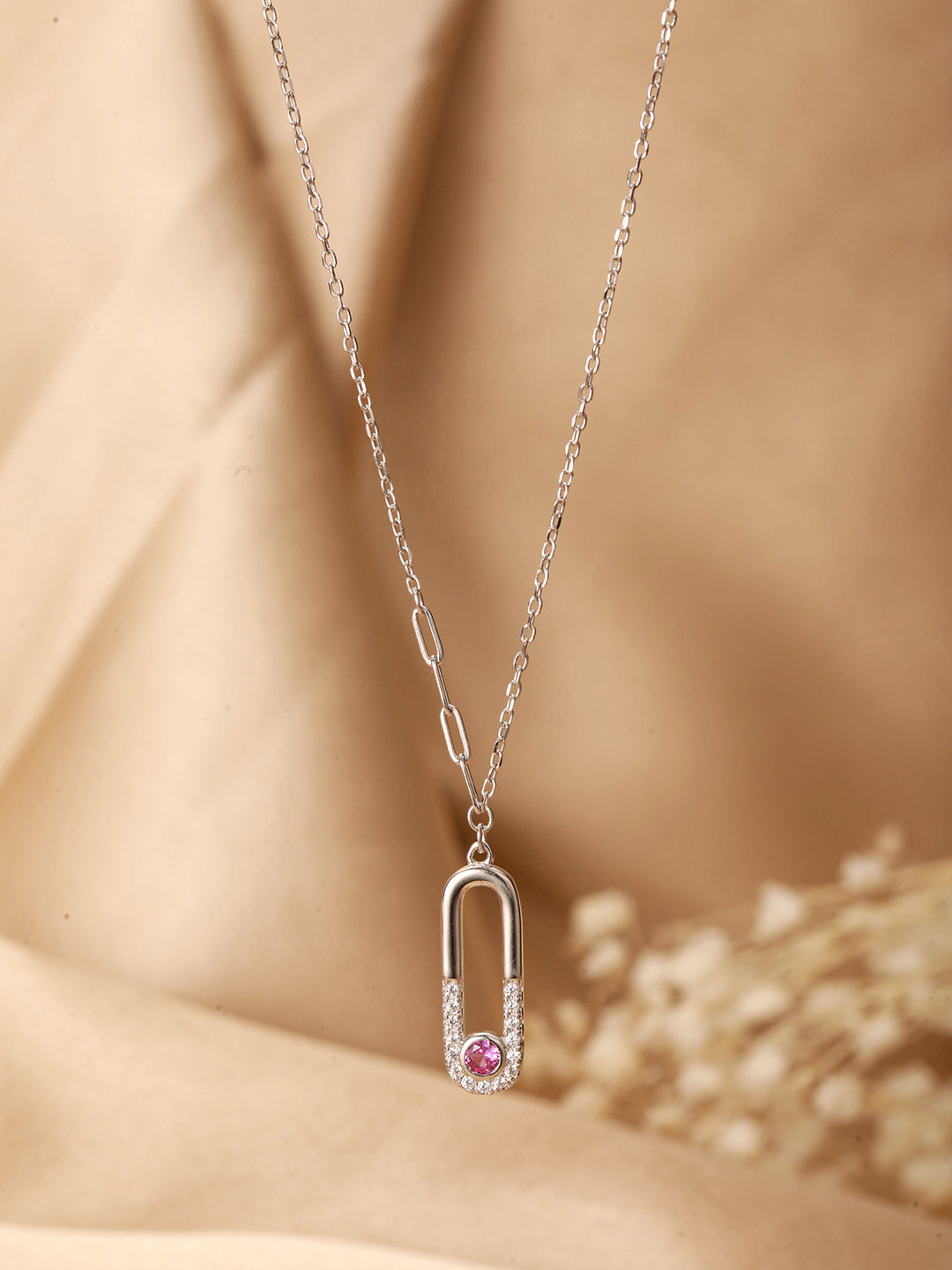 925 Sterling Silver CZ Studded Dainty Rectangular Link  Locket Necklace & Chain