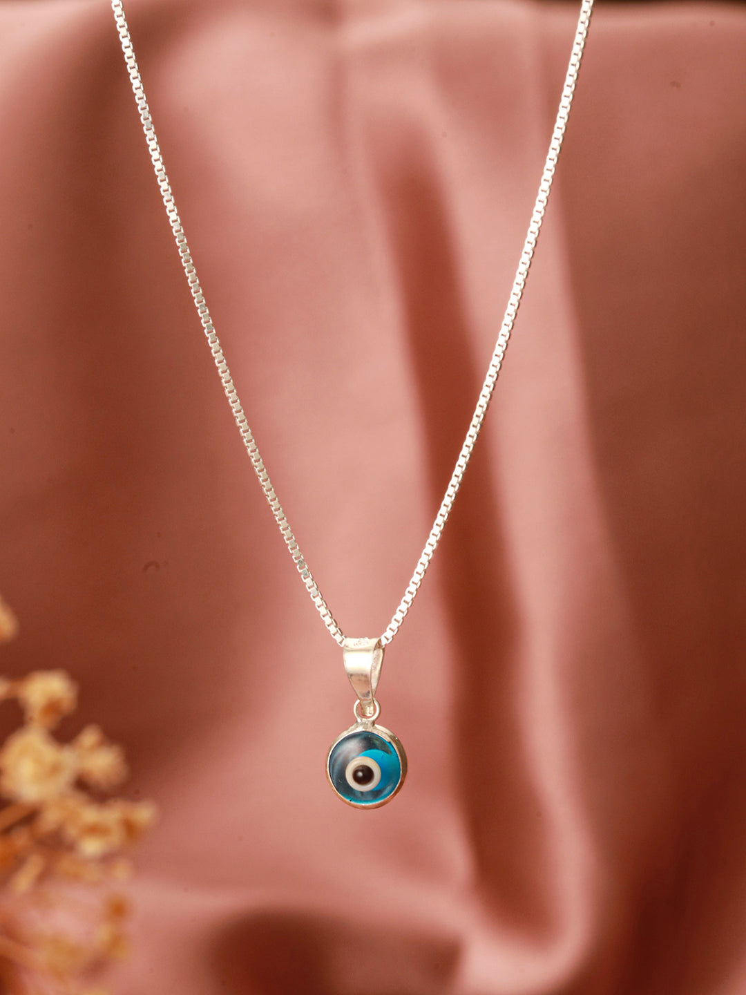 925 Sterling Silver Minimal Dailywear  Evil Eye Locket Necklace & Chain