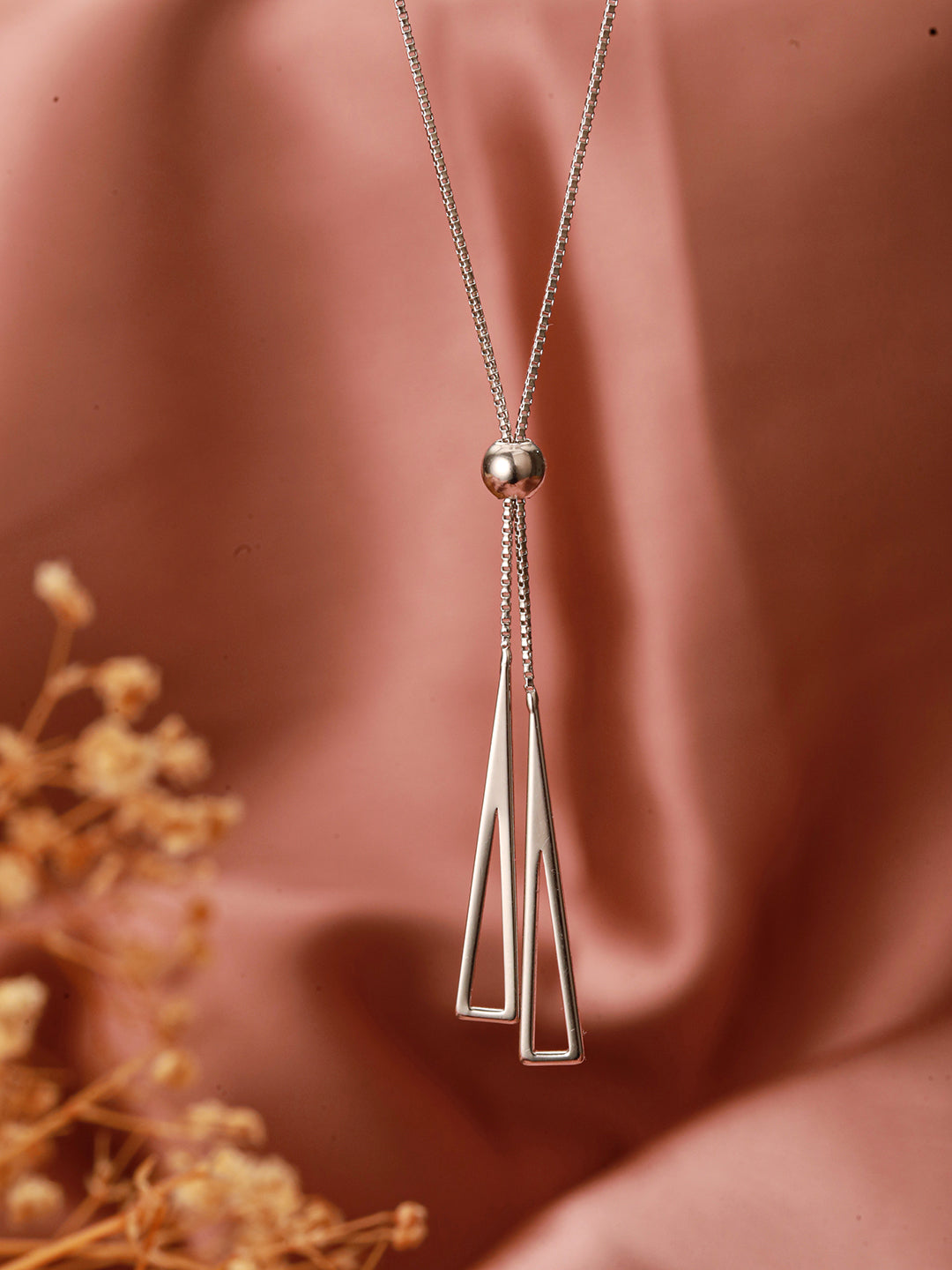 925 Sterling Silver Geometric  Long Tassel Minimal Necklace & Chain