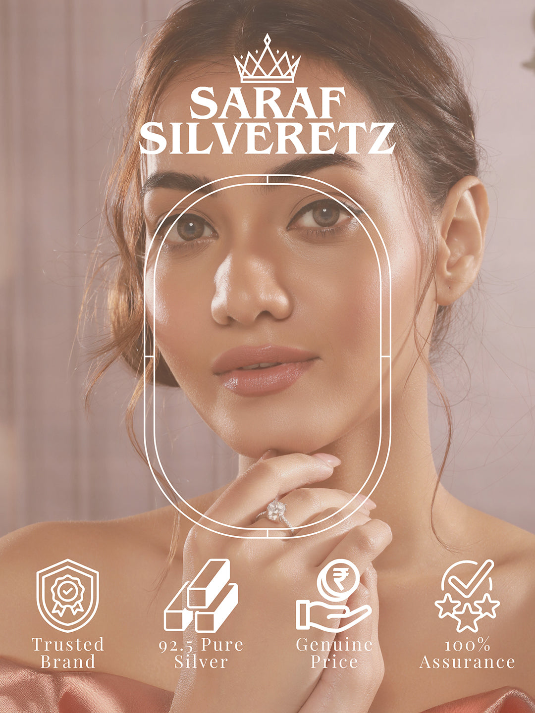 925 Sterling Silver Zircon Studded Solitaire Brilliant Engagement Adjustable Finger Ring