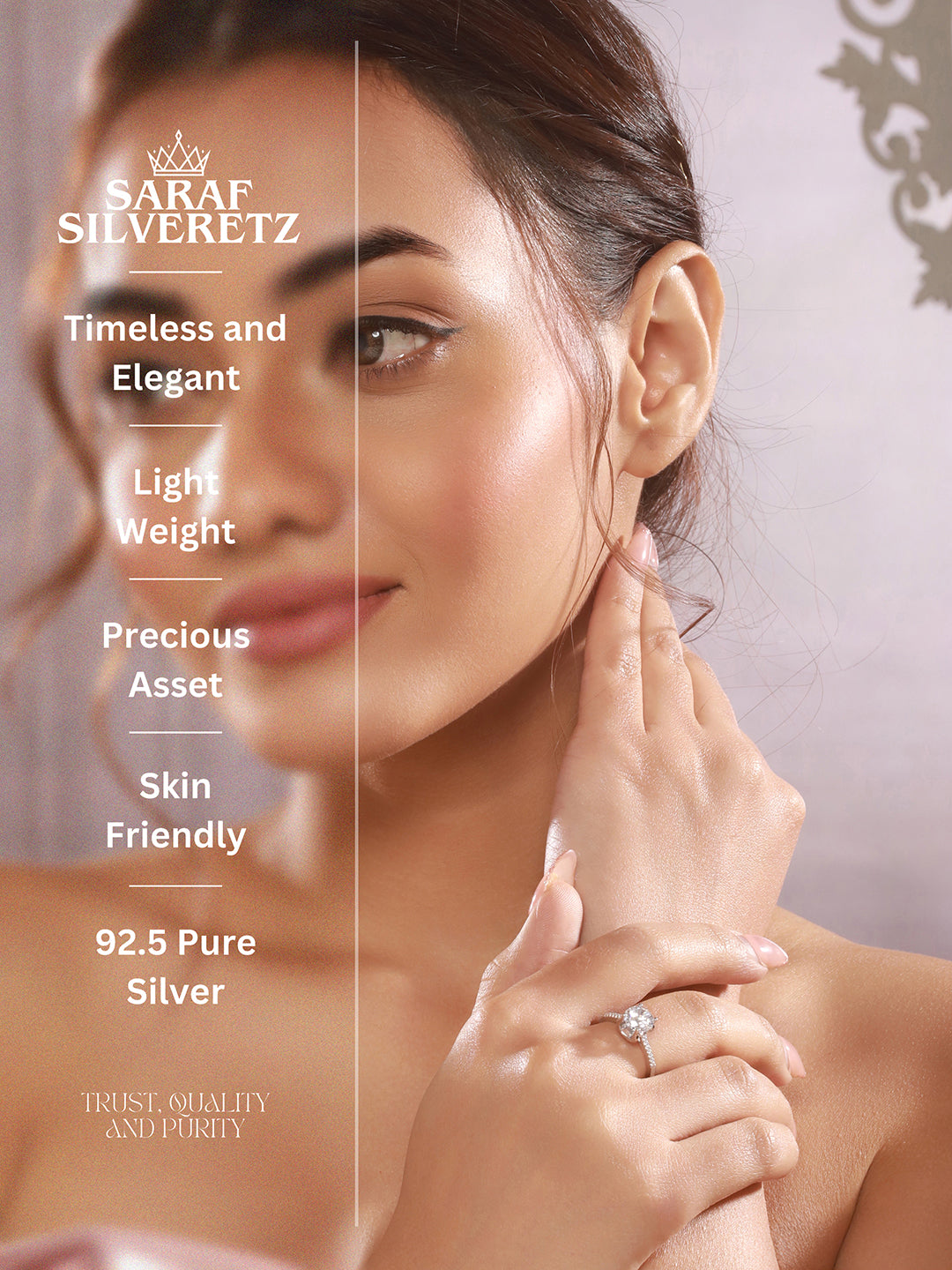 925 Sterling Silver Zircon Studded Solitaire Brilliant Engagement Adjustable Finger Ring