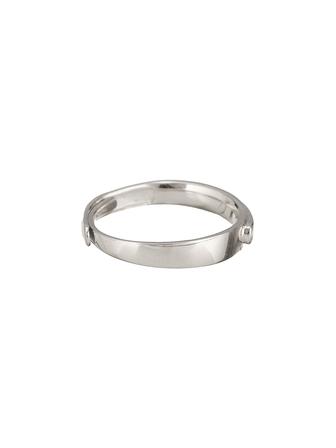 925 Sterling Silver Rhodium Plated Contemporary Adjustable Band Coupe Finger Ring For Her