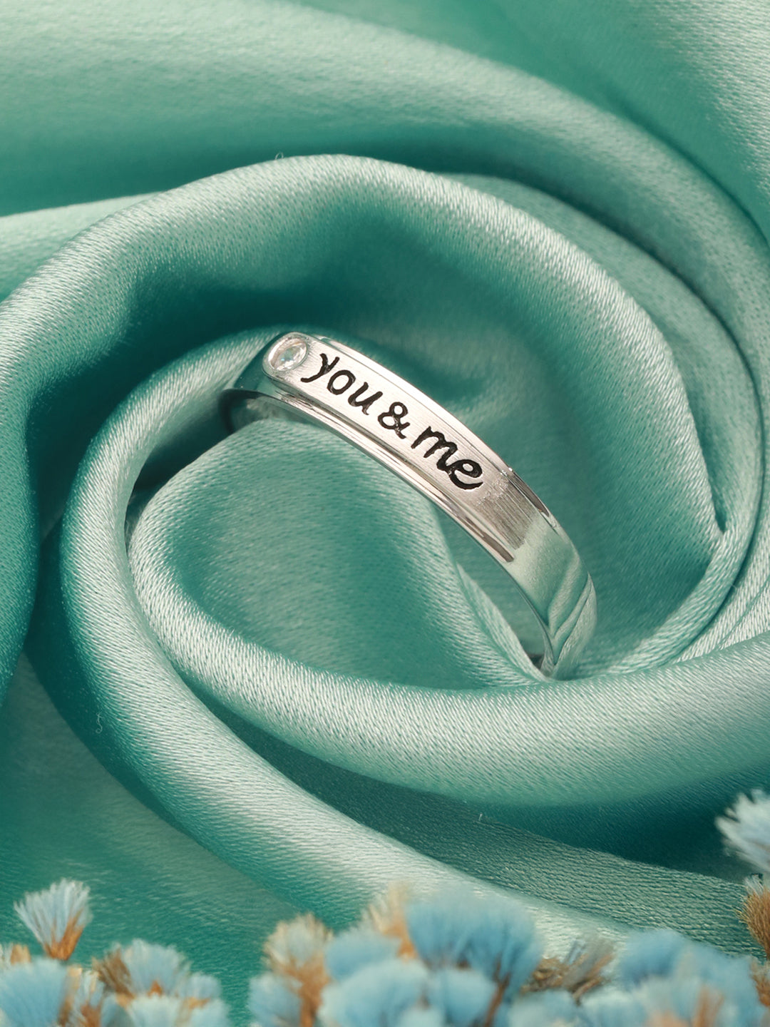 925 Sterling Silver Rhodium Plated Contemporary Adjustable Band Coupe Finger Ring For Her