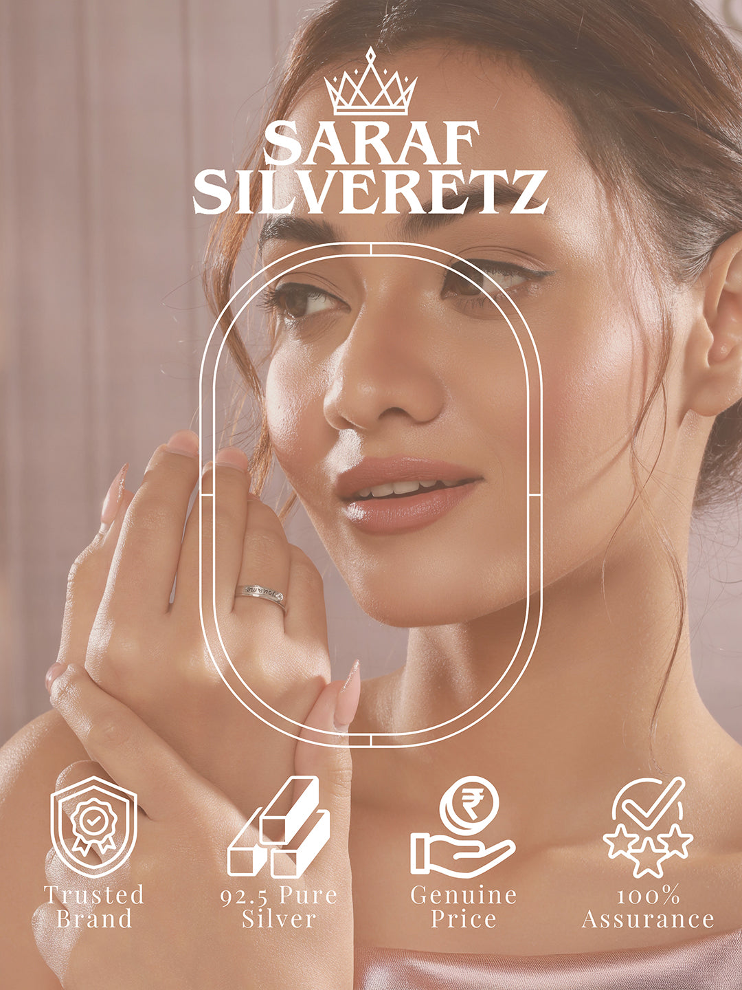 925 Sterling Silver Rhodium Plated Contemporary Adjustable Band Coupe Finger Ring For Her