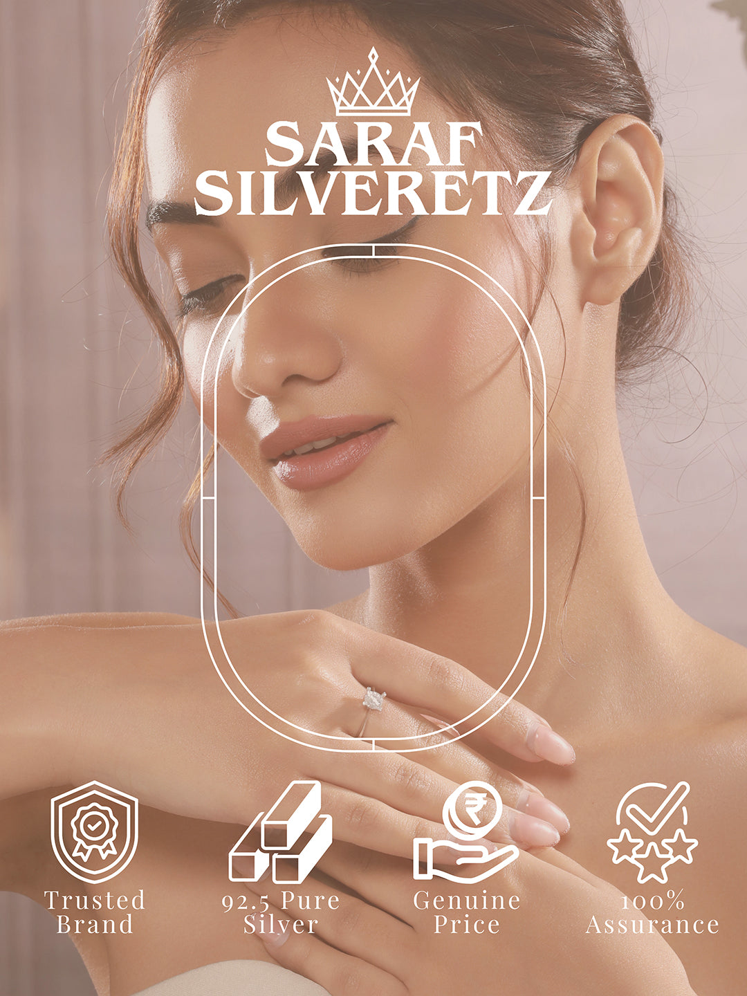 925 Sterling Silver Zircon Studded Solitaire Minimal Engagement Adjustable Finger Ring