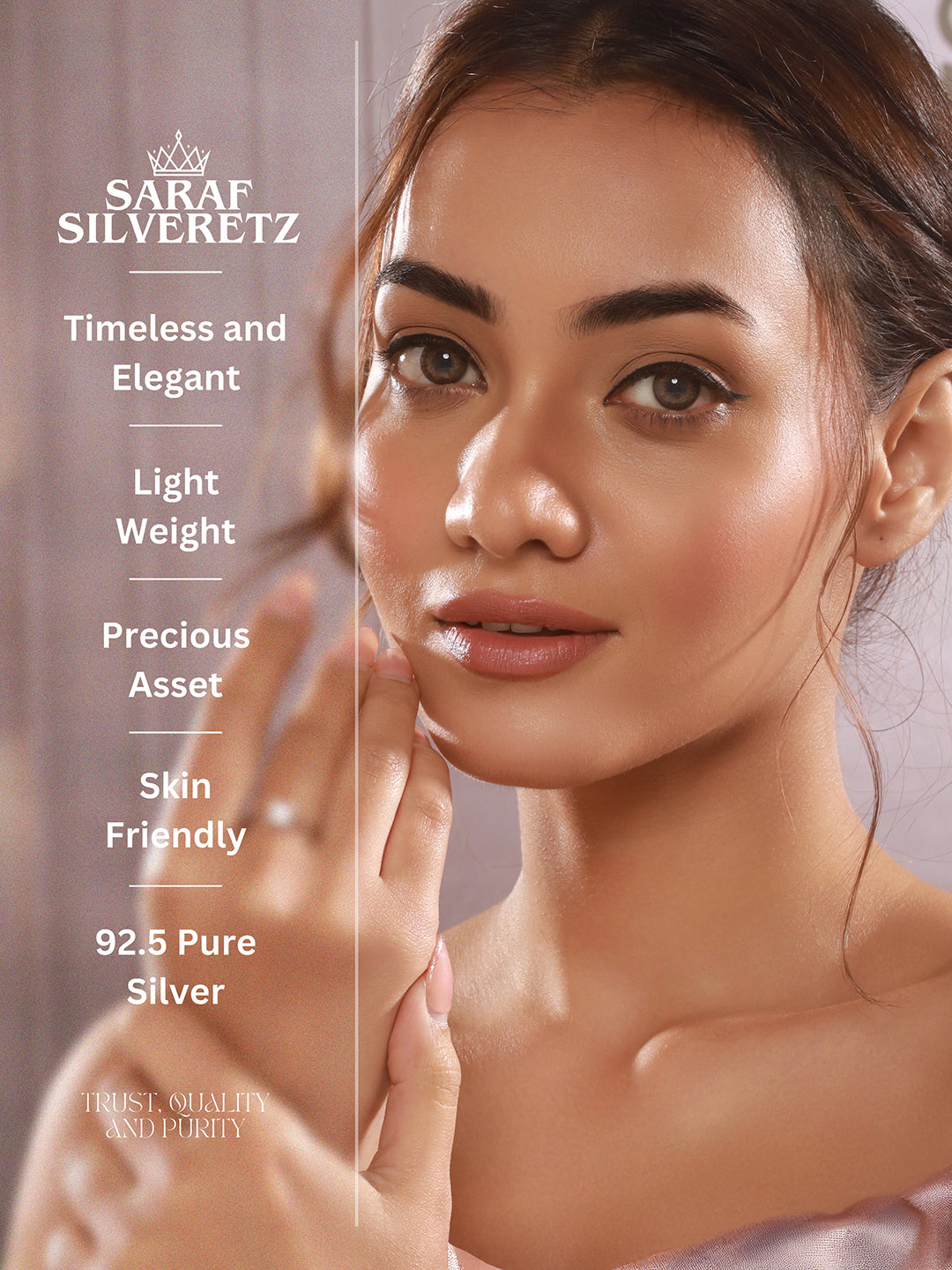 925 Sterling Silver Zircon Studded Solitaire Minimal Engagement Adjustable Finger Ring