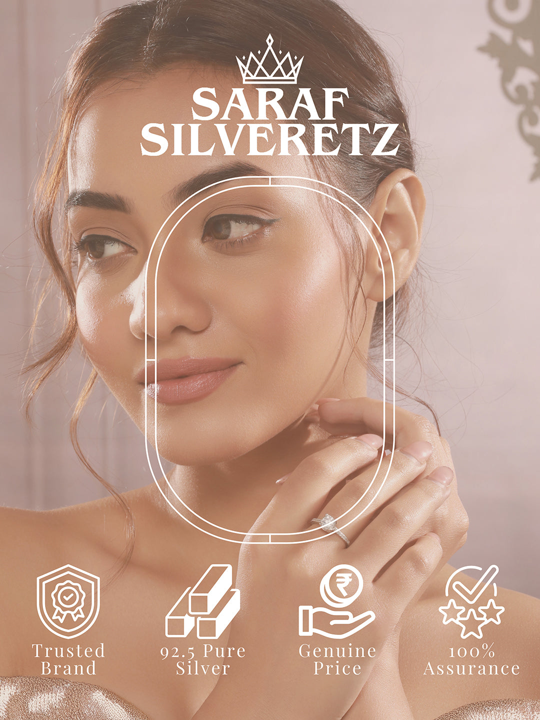 925 Sterling Silver Rhodiu Plated Zircon Studded Solitaire Engagement Adustable Finger Rings