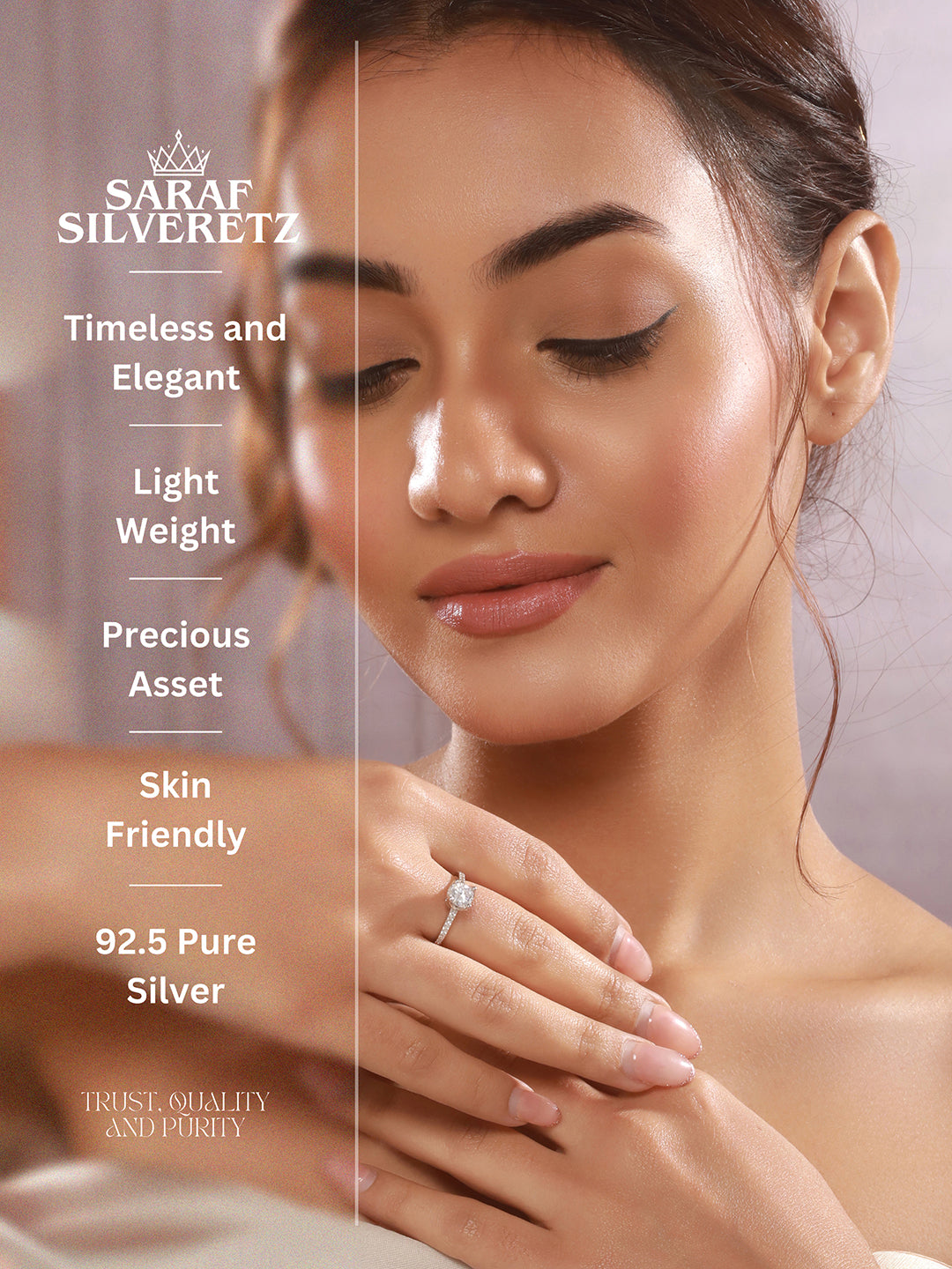 925 Sterling Silver Rhodiu Plated Zircon Studded Solitaire Engagement Adustable Finger Rings