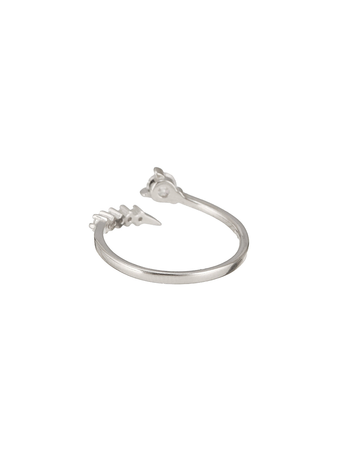 925 Sterling Silver Zircon Studded Statement Adjustable Finger Ring