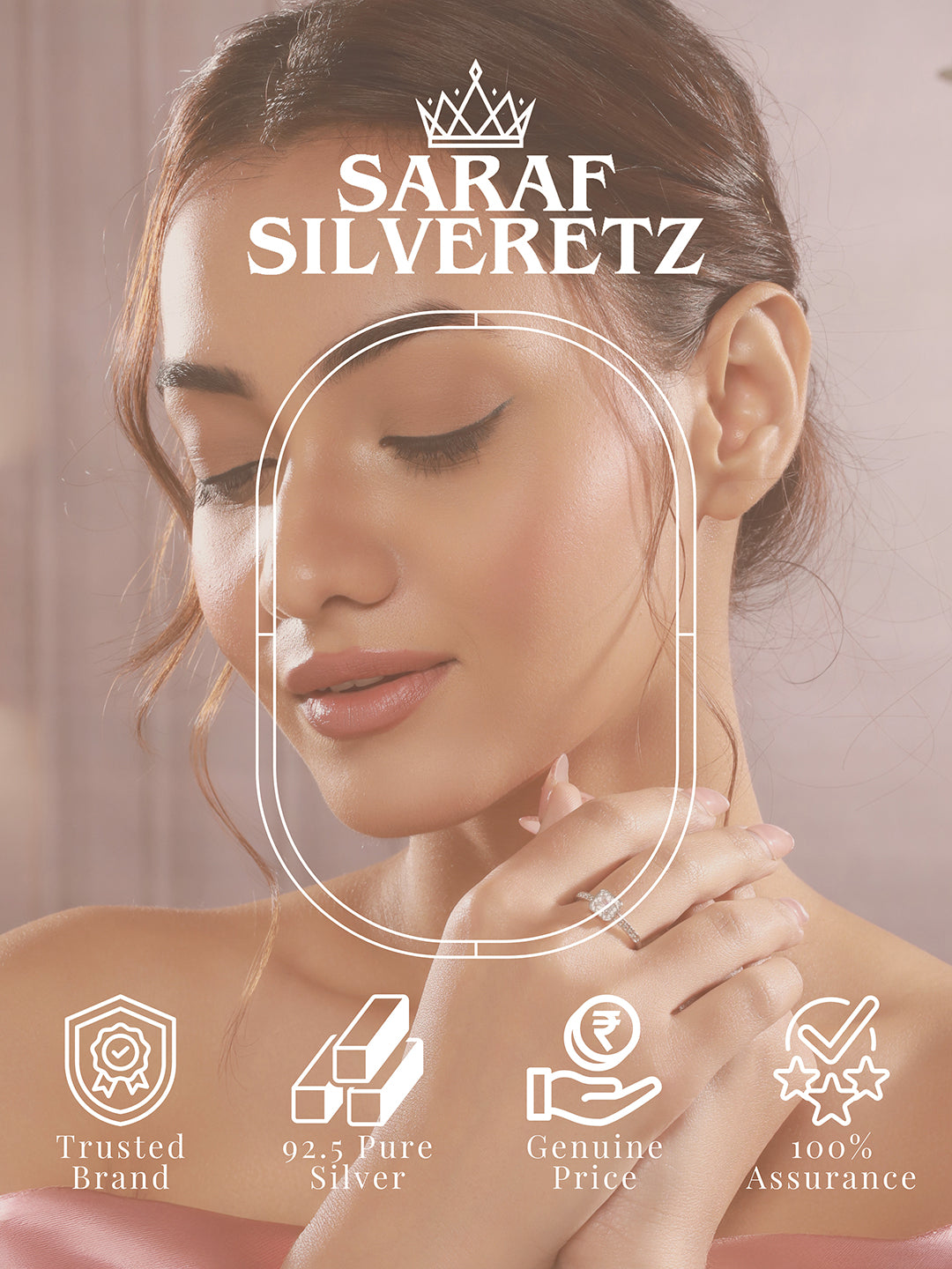 925 Sterling Silver Cushion Cut Zircon Promise Engagement Adjustable Finger Ring