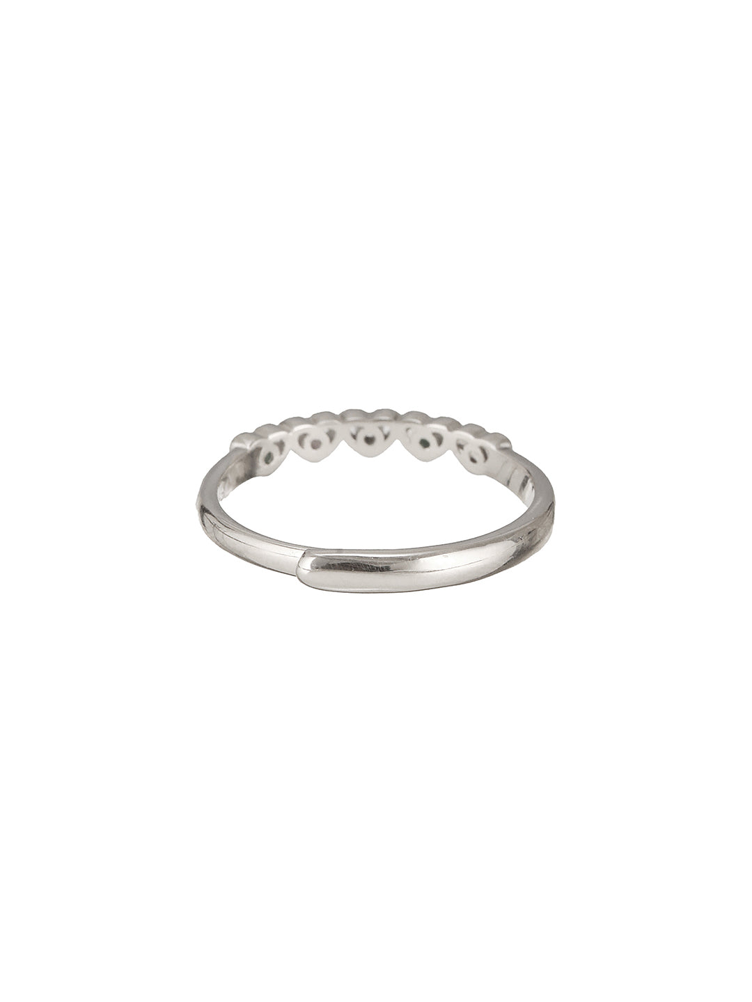 925 Sterling Silver Zircon & Pearl Embellished Minimal Engagement Adjustable Finger Ring