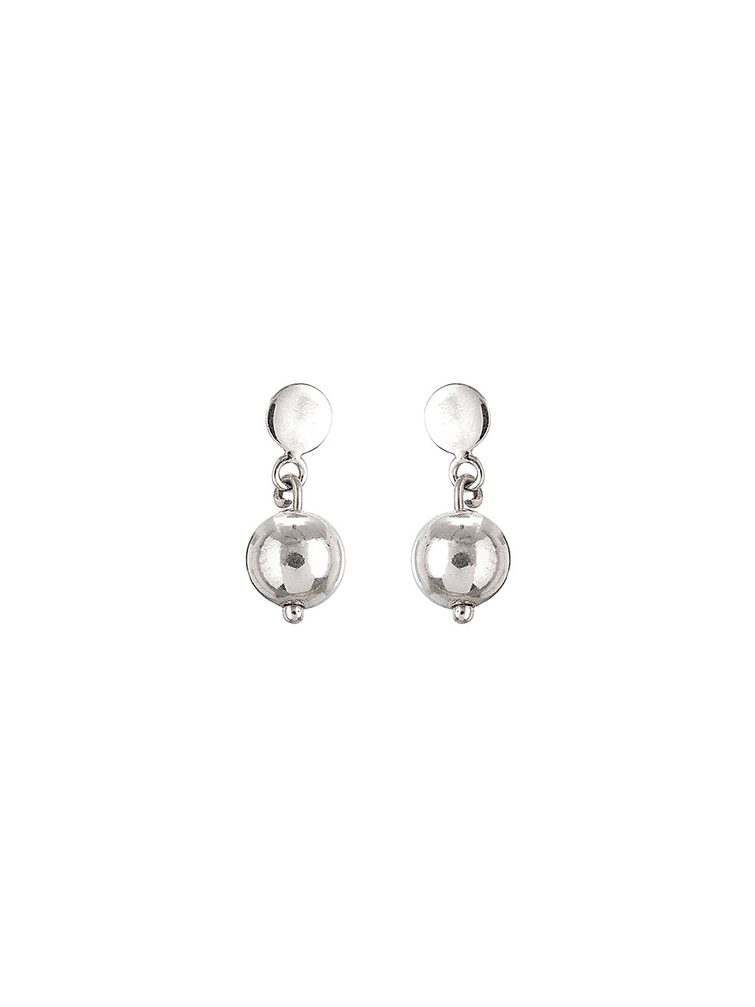 925 Sterling Silver Spherical Ball Drop Minimal Dangler Earrings