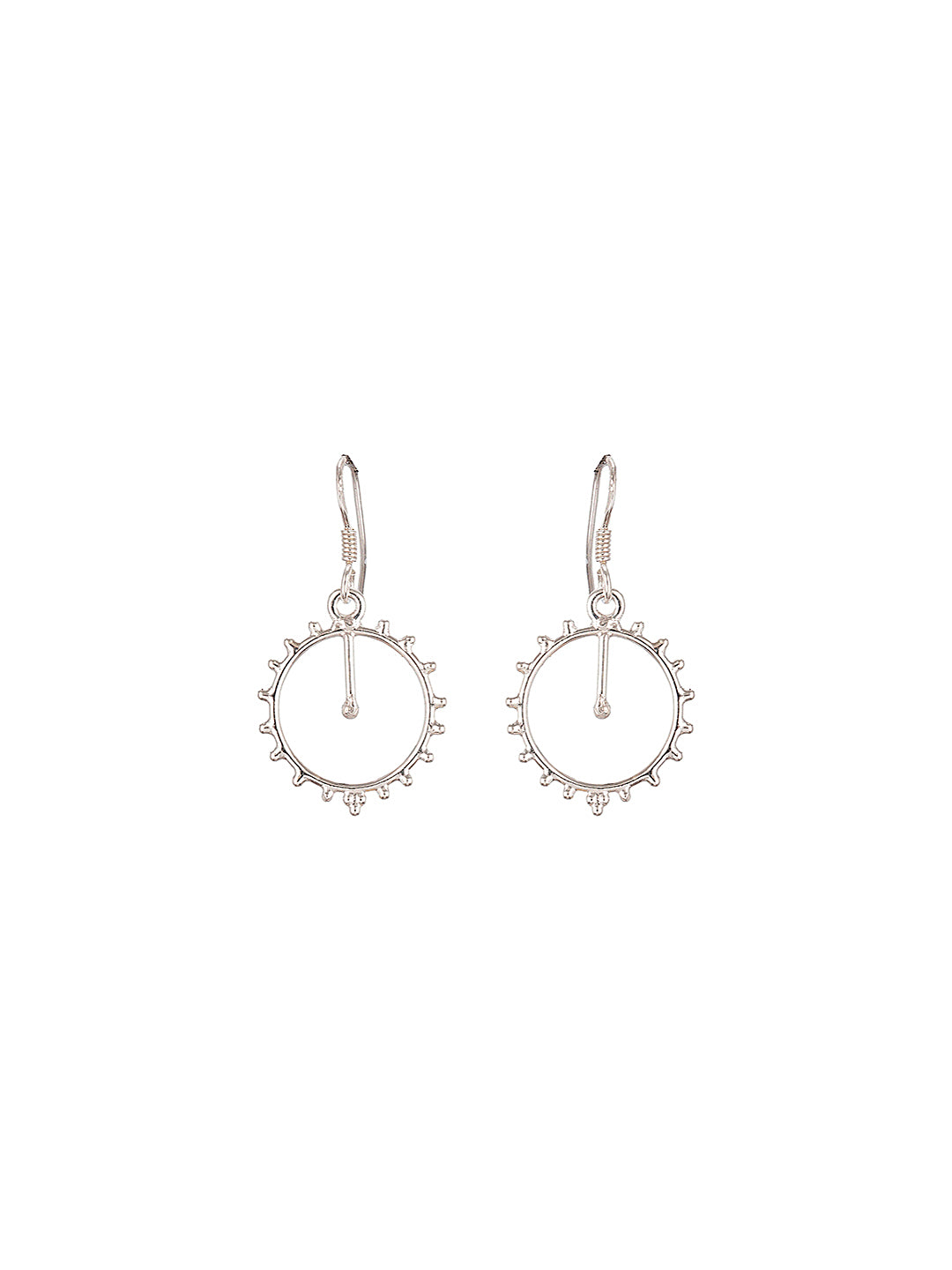 925 Sterling Silver Tribal Round Boho Minimal Drop Earrings