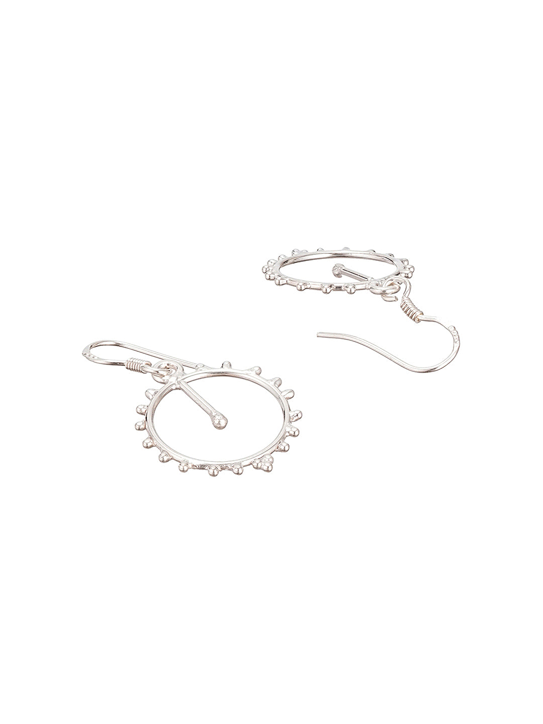 925 Sterling Silver Tribal Round Boho Minimal Drop Earrings