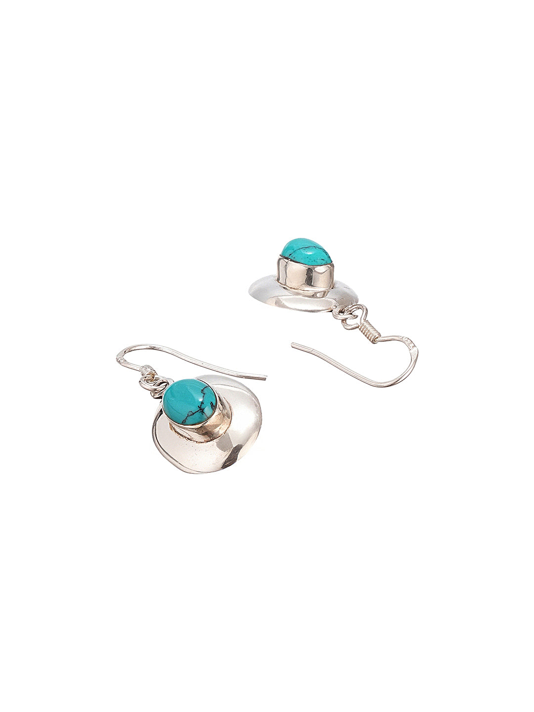 92.5 Sterling Silver Turquoise Stone Drop Earrings