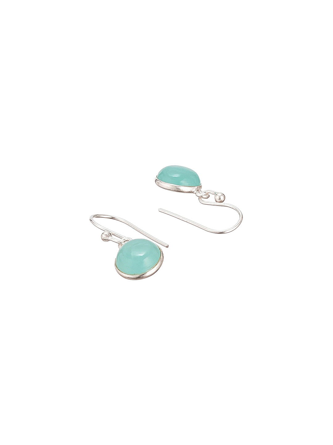 925 Sterling Silver  Mint Green Aqua Stone Studded Minimal Handcrafted Drop Earrings