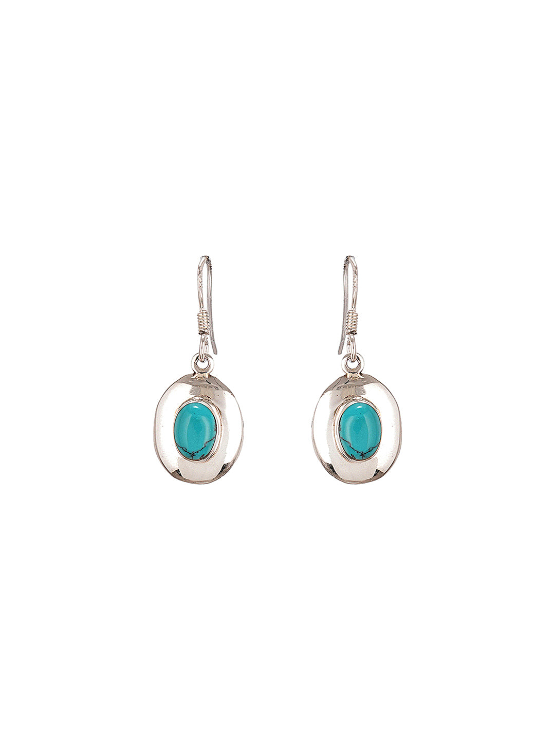 92.5 Sterling Silver Turquoise Stone Drop Earrings