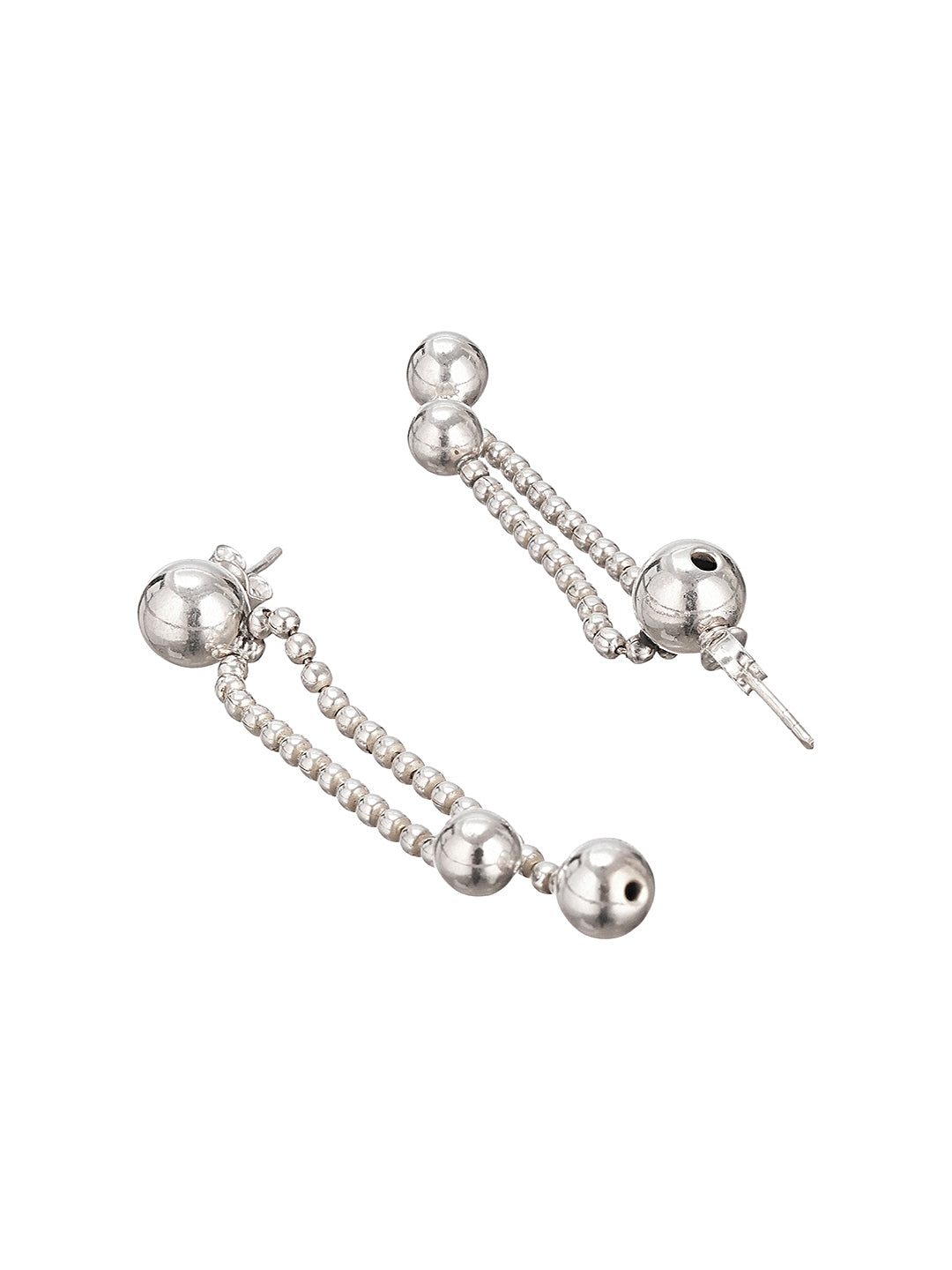 925 Sterling Silver Long Dual Strand Drop statement Minimal Earrings