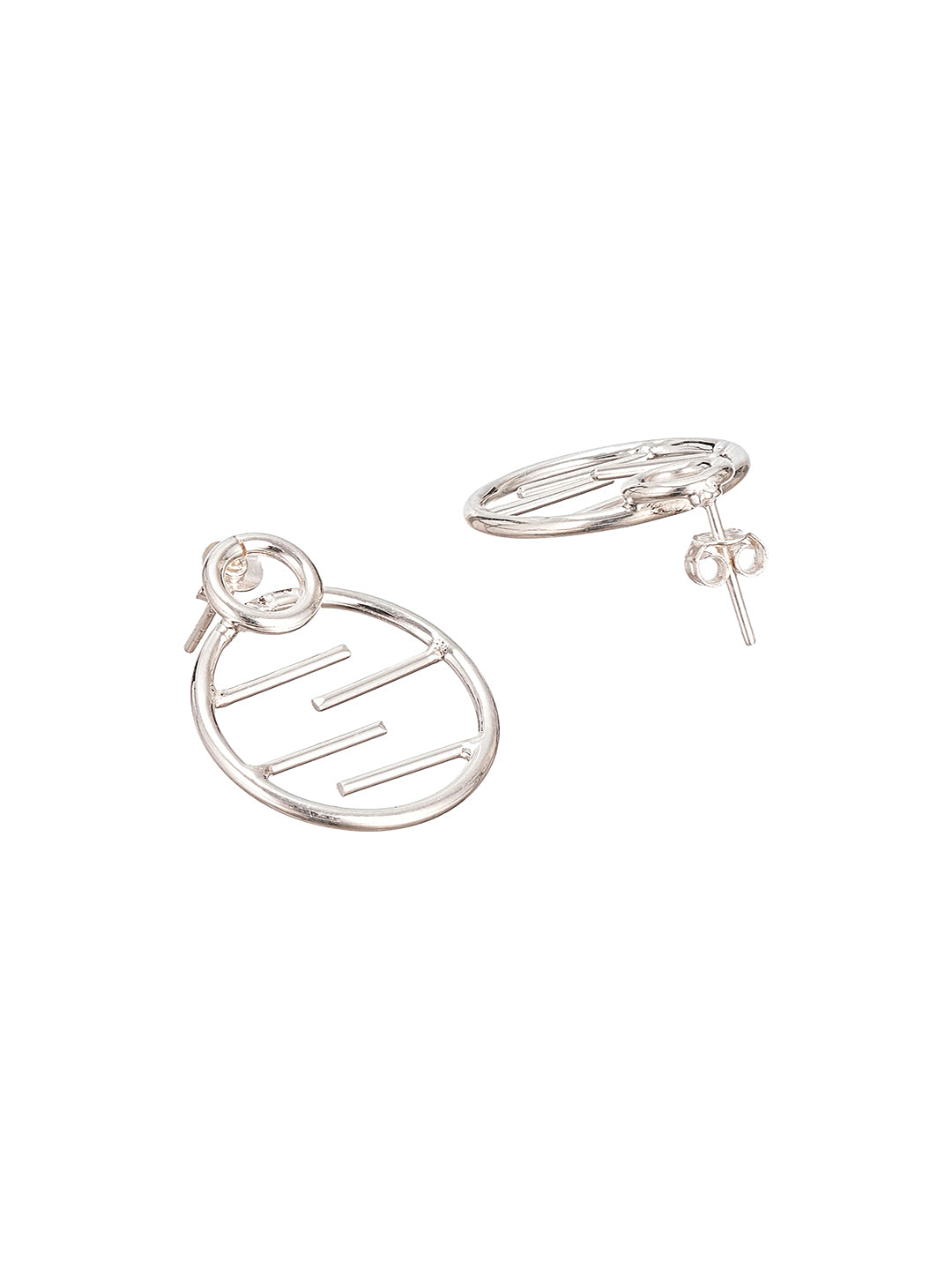 925 Sterling Silver Circular Quirky Statement Drop Minimal Earrings