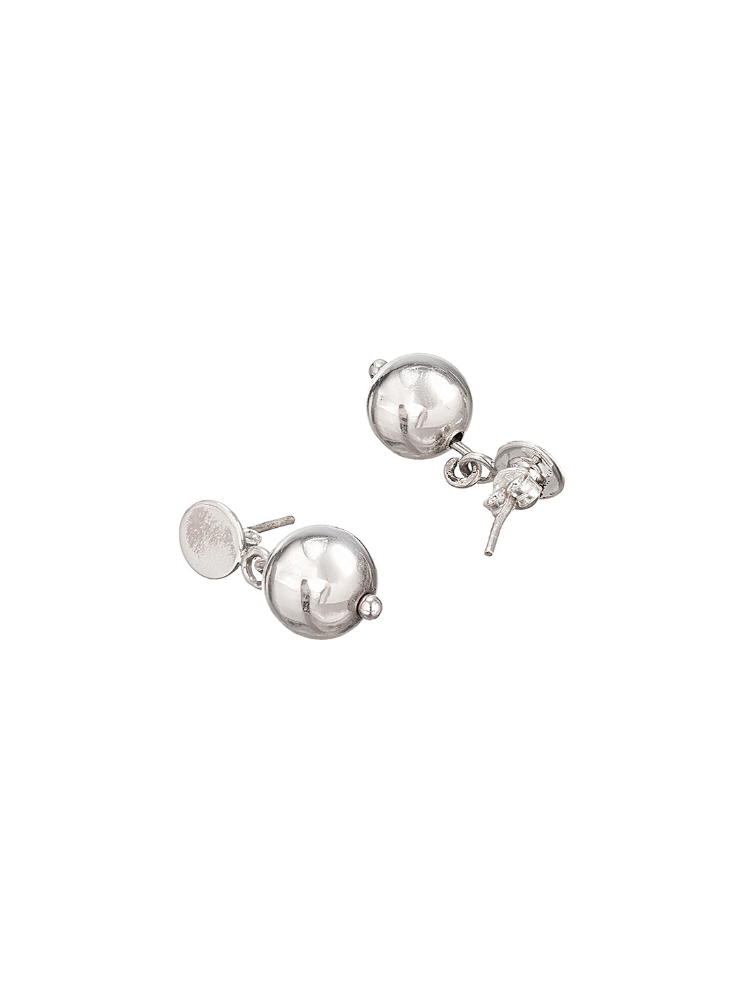 925 Sterling Silver Spherical Ball Drop Minimal Dangler Earrings
